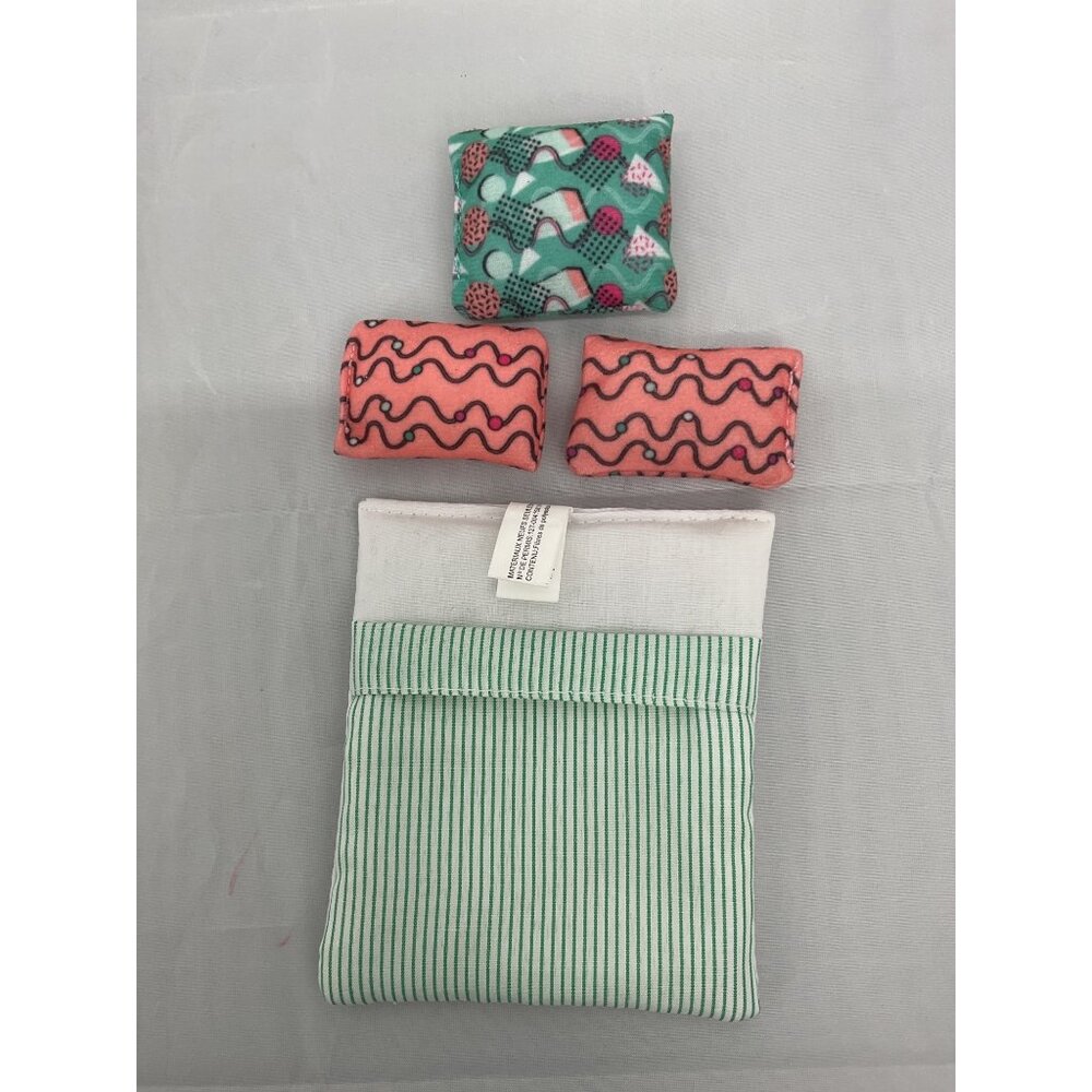 Dollhouse Doll Bed Sleeping Bag & Pillows Set
